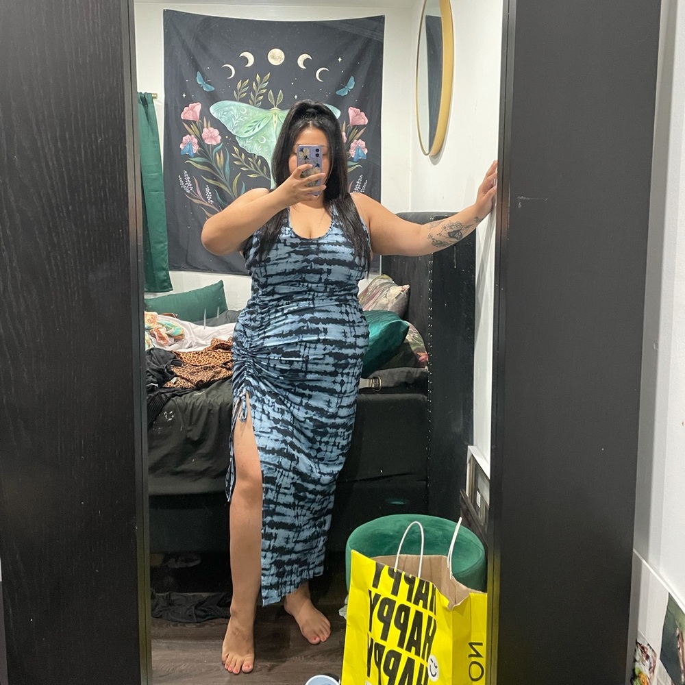 Plus tie-dye halter dress